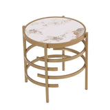 ZUN Modern Side Table, Pandora Sintered Stone End Table, Golden Small Coffee Table, 20.67''W 20.67''D W1071P144269