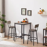 ZUN Bar Table Set with 2 Bar stools PU Soft seat with backrest, Grey, 23.62'' W x 23.62'' D x 35.43'' H W1162104644