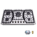 ZUN AM0501S Amdievc 5 Burner Gas Cooktop 30 inch with Thermocouple Protection, Stainless Steel Gas Stove W2218134881