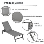 ZUN Outdoor Chaise Lounge Chair,Five-Position Adjustable Aluminum Recliner,All Weather For W41939291