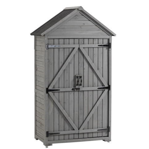 ZUN Outdoor Storage Cabinet, Garden Wood Tool Shed, Outside Wooden Shed Closet with Shelves and Latch W142291651