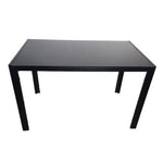 ZUN Simple Assembled Tempered Glass & Iron Dinner Table Black 20824867