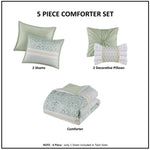 ZUN 5 Piece Seersucker Comforter Set with Throw Pillows B035128846