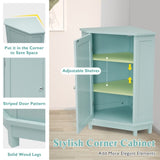 ZUN Green Bathroom Cabinet Triangle Corner Storage Cabinet with Adjustable Shelf Modern Style MDF WF303749AAG