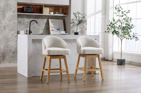 ZUN COOLMORE Bar Stools Set of 2 Counter Height Chairs with Footrest for Kitchen, Dining Room And 360 W153990777