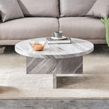 ZUN Gray MDF material circular textured coffee table, 31.4-inch gray middle table, modern coffee table, W1151131602