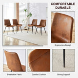 ZUN Brown suede backrest cushion dining chair, black metal legs, curved widened cushion design, more W1151126208