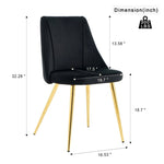 ZUN Modern simple velvet dining black chair home bedroom stool back dressing chair student desk chair W210115306