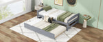 ZUN Twin Size Platform Bed with Twin Size Trundle, Gray WF313279AAE