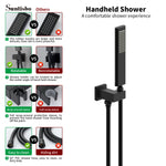 ZUN Male NPT Waterfall Tub and Shower Faucet Set, Suntisbo 10-Inch Matte Black Rain Shower System 98675835