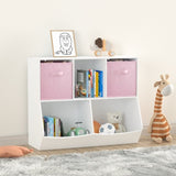 ZUN Kids Bookcase with Collapsible Fabric Drawers, Children's Toy Storage Cabinet for Playroom, Bedroom, W808119782