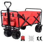 ZUN Collapsible Heavy Duty Beach Wagon Cart Outdoor Folding Utility Camping Garden Beach Cart with 45935871