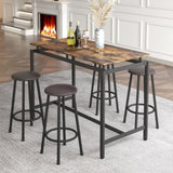 ZUN 5-Piece Kitchen Counter Height Table Set, Bar Table with 4 Stools W57863979