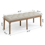 ZUN 45 Inch 6-Leg Wide Contemporary Rectangle Large Ottoman Bench in Grey Linen Look Fabric W1955121376