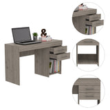 ZUN Berkeley 1-Shelf 2-Drawer Computer Desk Light Grey B06280020
