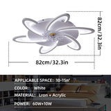 ZUN 32Inches Ceiling Fan with Lights Remote Control Dimmable LED, 6 Gear Wind Speed Fan Light W2009124232
