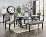 ZUN Classic Gray Color 1PC BENCH Button Tufted Linen Like Fabric Solid wood Chair Upholstered Seat B011104804