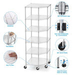 ZUN 6 Tier Shelf Corner Wire Shelf Rack Pentagonal Shelves with Wheels Adjustable Metal Heavy Duty Free W155083054