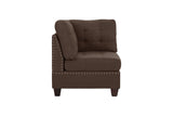 ZUN Living Room Furniture Tufted Corner Black Coffee Linen Like Fabric 1pc Cushion Nail heads B011104196