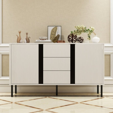 ZUN White blister modern three drawers and two door side cabinets W1236P163454