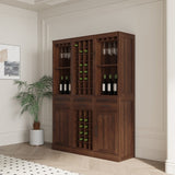 ZUN Brown walnut color modular wine bar Cabinet with Storage Shelves with Hutch for Dining Room W1778133398