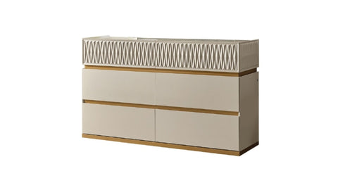 ZUN Delfano Modern Style 6- Drawer Dresser Made with Wood in Beige B009P155272