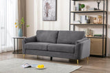 ZUN Contemporary 1pc Sofa Dark Gray with Gold Metal Legs Plywood Pocket Springs and Foam Casual Living B01147215