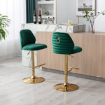 ZUN Swivel Bars Chair Set of 2 Modern Adjustable Counter Height Bars, Velvet Upholstered W72854352