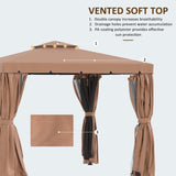 ZUN 10' x 10' Patio Gazebo, Outdoor Gazebo Canopy Shelter with Double Vented Roof, Netting and Curtains, W2225142549