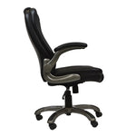 ZUN Techni Mobili Medium Back Executive Office Chair with Flip-up Arms, Black RTA-4902-BK