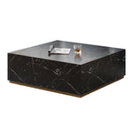 ZUN Marble Black Cool Coffee Table Modern Square Table Sleek Design 39.37"W x 13.78"H W876109349
