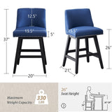 ZUN 26" Upholstered Swivel Bar Stools Set of 2, Modern Linen Fabric High Back Counter Stools with Nail W1893123701