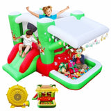 ZUN Christmas Jump 'n Slide Inflatable Bouncer for Kids Complete Setup with Blower 80" x 91" Play Area W1677115484