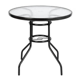 ZUN Outdoor Dining Table Round Toughened Glass Table Yard Garden Glass Table 93152635