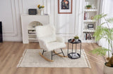 ZUN Rocking Chair Nursery, Solid Wood Legs Reading Chair with Lazy plush Upholstered and Waist Pillow, W1361120538