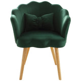 ZUN Vanbow.Velvet Wooden foot casual lotus chair with waist pillow W1521122666