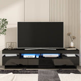 ZUN On-Trend TV Stand with 4 Open Shelves, Modern High Gloss Entertainment Center for 75 Inch TV, WF295472AAB
