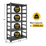 ZUN Storage Shelves 5 Tier Heavy Duty Metal Shelving Unit Adjustable Shelving Units and Storage Rack W1831126676