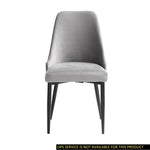 ZUN Modern Sleek Design Velvet Fabric Gray Side Chair Set of 2 Black Finish Metal Legs Dining Furniture B011134422
