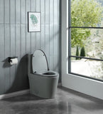 ZUN 15 5/8 Inch 1.1/1.6 GPF Dual Flush 1-Piece Elongated Toilet with Soft-Close Seat - Light Grey W1573101060
