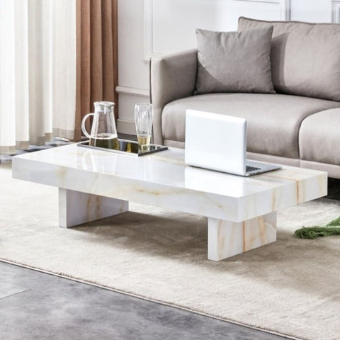 ZUN A modern and practical coffee table with imitation marble patterns, made MDF material. The fusion W1151132118