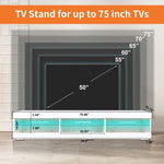 ZUN Modern LED TV Stand Entertainment Center with Storage and Glass Shelves High Glossy TV cabinet Table W162594694