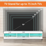 ZUN Modern LED TV Stand Entertainment Center with Storage and Glass Shelves High Glossy TV cabinet Table W162594694