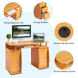 ZUN FCH 115* 55*74cm 15mm MDF Portable 1pc Door with 3pcs Drawers Computer Desk Wood Color 72842837