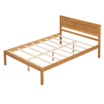 ZUN Platform Bed Frame with Headboard, Wood Slat Support, No Box Spring Needed, Full, Oak WF212812AAN