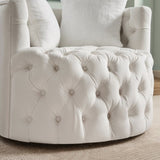 ZUN Modern Swivel Barrel Chair with 360&deg; Rotating Base and 2 Pillows, Modern Velvet Reading Chair with W112347849