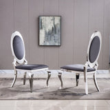 ZUN Velvet Dining Chair with Oval Backrest Set of 2, Stainless Steel Legs W1311111909