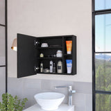 ZUN Myrick 2-Shelf Medicine Cabinet with Mirror Black Wengue B06280278