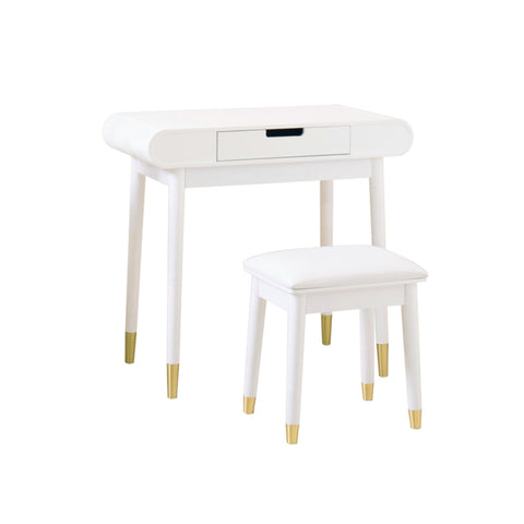 ZUN White Makeup Vanity Set with Stool, High Gloss Finish Dressing Table with Solid Stool,without W76057252