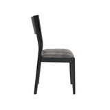 ZUN Set of 2 Padded Leatherette Dining Chairs in Black and Gray Finish B016P156572